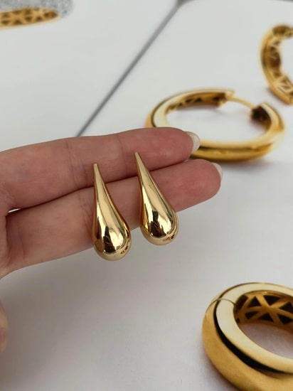 Brinco Folheado a Ouro18K Gota